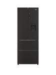 Haier Hfr5719Ewpb Non-Plumbed Total No Frost American Fridge Freezer With Water Dispenser, E Rated - Slate Black