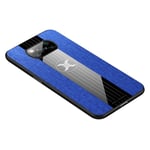 HAOTIAN Case Compatible for Xiaomi Poco X3 NFC/Poco X3 Pro Case, Fabric PU Hard PC Back Cover + Soft Silicone TPU Frame Drop Shockproof Protection Bumper. Blue