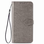 GOGME Case for Nokia 3.4 Wallet, Mandala Embossed PU Leather Magnetic Filp Cover with Wallet/Holder [Flip Stand/Card Slot]. Gray
