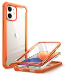 i-Blason Ares Series Designed for iPhone 12 Mini Case (2020), Dual Layer Rugged Clear Bumper Case with Built-in Screen Protector (Orange)