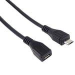 Premium Cord Câble rallonge Micro USB 2.0 mâle/Femelle Noir 3 m