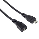 PremiumCord Câble d'Extension Micro USB 3 m, Câble de Données Haut Débit Jusqu'à 480 Mbit/s, Câble de Charge, Micro USB 2.0 Femelle vers Mâle, 5 Broches, 2X Blindé, Couleur Noir, Longueur 3 m