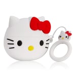 DUANJIN Case for Airpod 2/1 Fashion Cute Soft Silicone Fun Cartoon Cover Kawaii Cool for AirPods 2&1 Shell Unique Design for Air Pods 2/1 Cases Funny Character for Girls Boys Kids Q Kitty