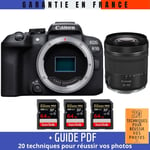 Canon EOS R10 + RF 24-105mm F4-7.1 IS STM + 3 SanDisk 64GB Extreme PRO UHS-II SDXC 300 MB/s + Guide PDF '20 TECHNIQUES POUR RÉUSSIR VOS PHOTOS