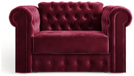 Jay-Be Chesterfield Velvet Cuddle Chair Sofa Bed - Burgundy