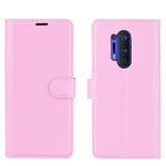 OnePlus 8 Pro Litchi Skinn Deksel m. Lommebok - Rosa