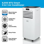 BLACK+ DECKER Air Conditioner 9000BTU Smart 3 in 1 - 24Hr Timer with Remote