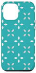 Coque pour iPhone 12 Pro Max Turquoise Leaves Floral Snowflakes Symmetry Minimal Pattern