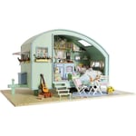 MIEMIE DIY Wooden Dolls House Handcraft Miniature Kit-Music box Caravan Model Voice controller Music box,Playset for Kids and Adults,Christmas Birthday Gift