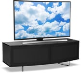 Centurion Supports Caru Gloss Black Beam-Thru Remote Friendly Super-Contemporary"D" Shape Design 32"-65" LED/OLED/LCD TV Cabinet