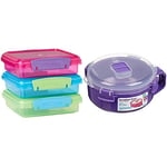 Sistema Lunch Sandwich Boxes | 450 ml Food Storage Containers | BPA-Free 3 Count & Microwave Breakfast Bowl | Round Microwave Container with Lid | 850 ml Assorted Colours | 1 Count