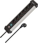 BRENNENSTUHL Premium Alu-Line 6-Way Power Strip/Power Strip Made Aluminium (Multiple Socket with Switch and 3 m Cable, Made in Germany)
