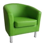 The Home Garden Store Designer Leather Tub Chair Armchair For Dining Living Room Office Reception (Green)