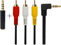Adaptateur RCA vers jack 3.5mm coudé 1m - Câble stéréo mâle/mâle - Pour connexion audio/vidéo entre appareils multimédias - JACK DANIELS