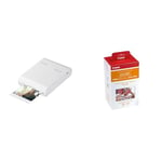 Canon Selphy Square QX 10 Blanc Mini imprimante & RP-108 kit Encre Couleur pour imprimante Selphy au Format Carte Postale (10cm x 14,8cm) Origine Garantie, 108 Feuilles