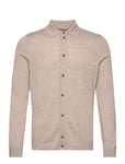 Merino Knitted Shirt Designers Knitwear Long Sleeve Knitted Polos Beige Morris