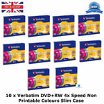 10 x (Pack of 5) Verbatim DVD+RW 4x Non-Printable (5 Discs in Slim Jewel Cased)