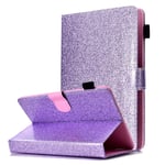 HereMore Universal Case for 9-10.5" Tablet, Glitter Protective Cover for iPad 9.7" 2018, Lenovo Tab 4 10/Tab 2 A10-70/TB-X103F, Asus ZenPad 10/3S 10, Huawei MediaPad T3 T5 10/ M5 Lite 10, Purple
