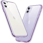 DASFOND Crystal Clear Case Designed for iPhone 11 Case, [Yellowing Free] Military Grade Shockproof Ultra Protective Transparent Hard Back Anti-Scratch Phone Case Cover, Clear Purple