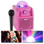 Vonyx SBS50P BT, FYNDHÖRNAN, Party högtalare, Mikrofon, LED, Rosa, Karaoke och Partyhögtalare Vonyx SBS50P med ljusshow