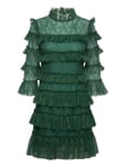 Carmine Frill Mini Lace Dress Designers Short Dress Green Malina