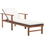 Helloshop26 - Transat chaise longue bain de soleil lit de jardin terrasse meuble d'extérieur et coussin résine tressée et bois d'acacia noir