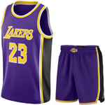 WU # 23 Jersey LeBron James Summer sleeveless basketball uniform suit NBA Los Angeles Lakers Jersey + shorts,5XL