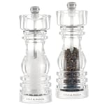 Cole & Mason London Acrylic Salt and Pepper Mill Set, 180mm, Precision+ Carbon/Ceramic Mechanisms, Salt and Pepper Grinders with Adjustable Grind, Gift Set