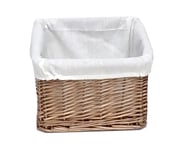 Small Wicker Willow Storage Basket With Cloth Lining 22 x 22 x 14.5 cm