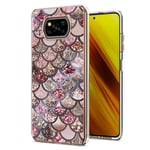 Phone Case for Xiaomi Poco X3 Pro/Poco X3 NFC Plated Mosaic Cover Ultra-Thin Silicone Soft Case All Inclusive Anti-slip and Shockproof Protective Cover for Xiaomi Poco X3 Pro-Pink Fish Scale