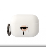 Karl Lagerfeld 3D Logo NFT Karl Head Silikonfodral för AirPods Pro 2 Vit
