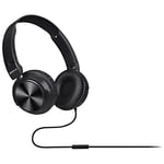 groov-e Tempo - Wired Stereo Headphones - Over the Ear Adjustable Headset with 40MM Audio Drivers & Hands-Free Microphone with Voice Assistant - Black