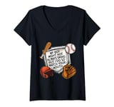 Womens My Boy Might Not Always Swing - Funny Baseball Mom Dad Humor V-Neck T-Shirt