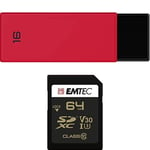 Pack Support de Stockage Rapide et Performant : Clé USB - 2.0 - Séries Runners - 16 Go + Carte MicroSD - Gamme Speedin - Classe 10-64 GB
