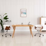 vidaXL Snurrbar kontorsstol vit böjträ och konstläder