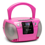 CD Player Stereo System Boombox FM Music Audio Bluetooth USB MP3 AUX LED Pink