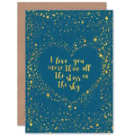 Valentines Card Quote I Love You Star Sky Romance Cute Message Greetings Card Plus Envelope Blank inside