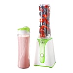 Quest Personal Blender & Smoothie Maker | Includes 2 600ml Portable Bottles | One Touch Button | Slimline, Portable and Compact | Stainless Steel Blades (Green & White)
