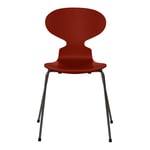 Fritz Hansen - Myran 3101 lackad bokfanér stålstativ varm grafit venetian red - Matstolar - Arne Jacobsen - Röd - Metall/Trä