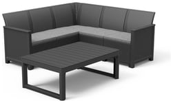 Keter Elodie 5 Seater Plastic Garden Corner Sofa Set - Grey