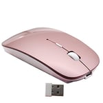 Smart England 2.4G Rechargeable mobile portable wireless optical mouse with USB receiver, mute type mice,3 adjustable DPI levels, for notebook, PC, laptop, computer, macbook (Pink)