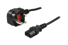 DELTACO DEL-109UK-10 - strömkabel - BS 1363 till power IEC 60320 C13 - 2 m
