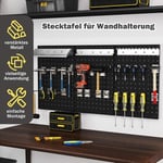 Verktygsvägg verktyg perforerad vägg med 3 pegboards & 28 delar hängande tillbehör Svart
