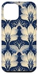 iPhone 12 mini Navy Blue And Cream Abstract Floral Pattern Case