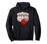 Funny Bowling Pins Scared Faces Strike Bowling Ball Bowler Pullover Hoodie