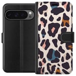 Google Pixel 9 Pro XL Svart Plånboksfodral Leopardmönster