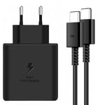 Chargeur 45W Super Charge Rapide pour Samsung Galaxy S25 Ultra,S24+,S24 Ultra,S23+,S23 Ultra, S22,A54,Z Fold5,Flip5,Fold6, Flip6,Tab S10 S9 S8 Ultra,Prise Secteur USB C Adapteur avec 5A Câble (Noir)