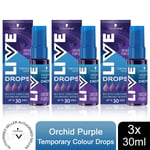 Schwarzkopf LIVE Colour Drops Semi-Permanent Hair Dye, Orchid Purple 3 Pack