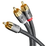 Ljudkabel, 1 x RCA hane till 2 x RCA hane, 3 meter