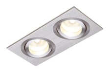 Twin Square Recessed Tilt GU10 Downlight Brushed Aluminium "Astro Taro" Style